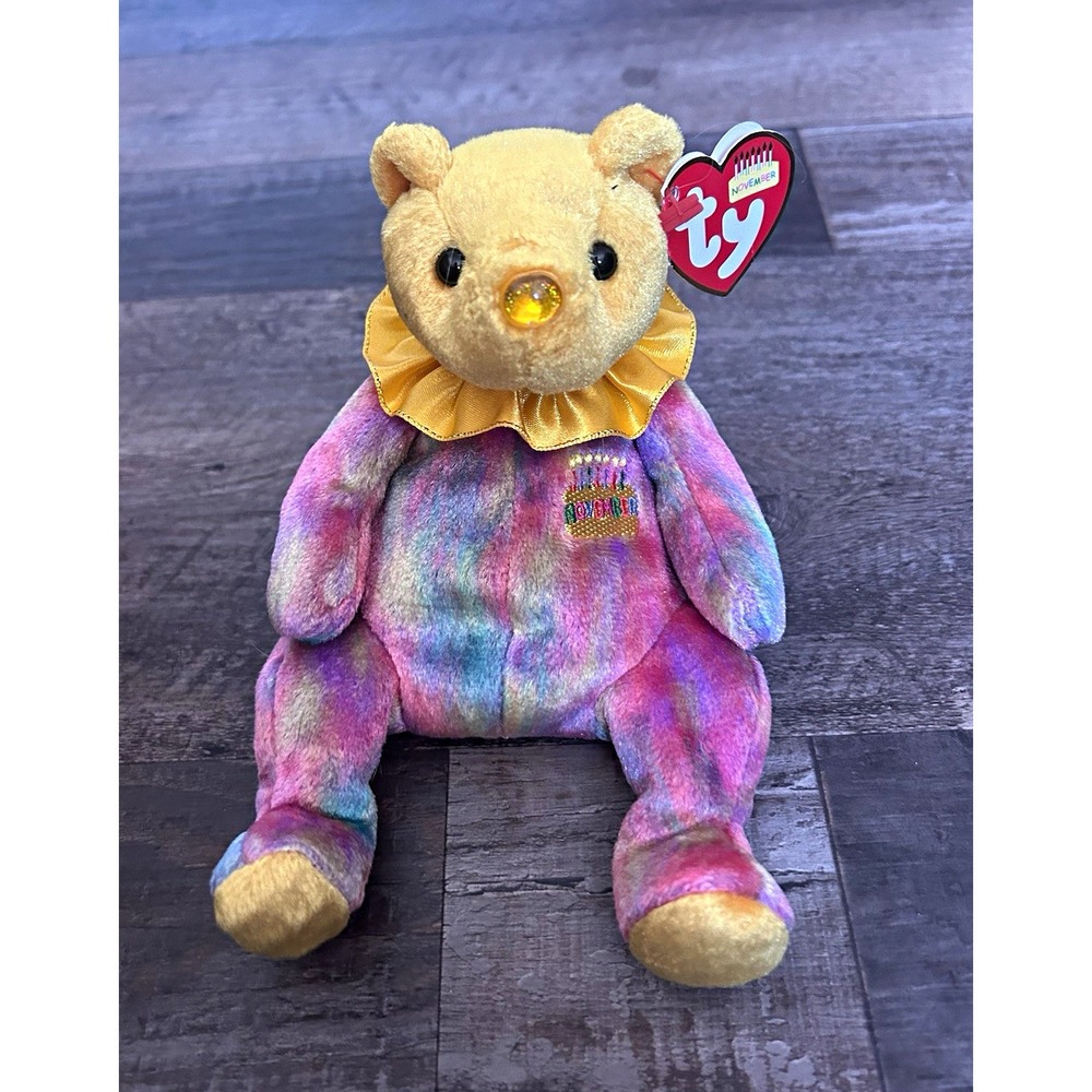 Ty Beanie Baby Birthday Beanies Collection Topaz November Bear Plush 2001